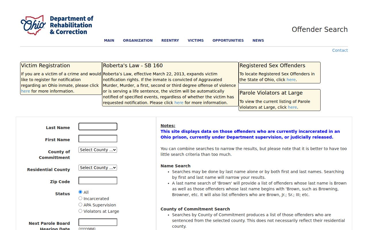 Piqua residents directory Ohio Department of Rehabilitation and Correction offender search
