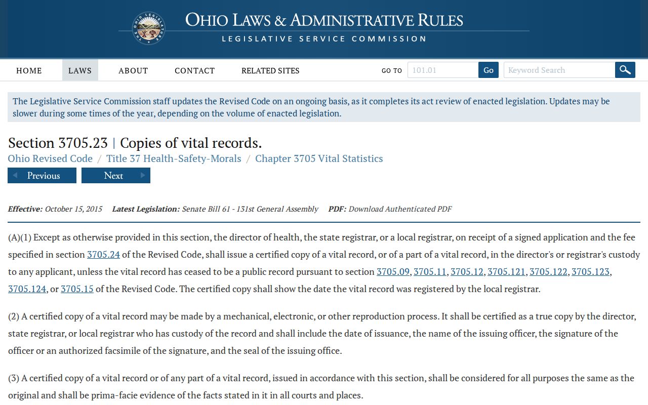 Piqua neighbors image of Ohio vital record access law
