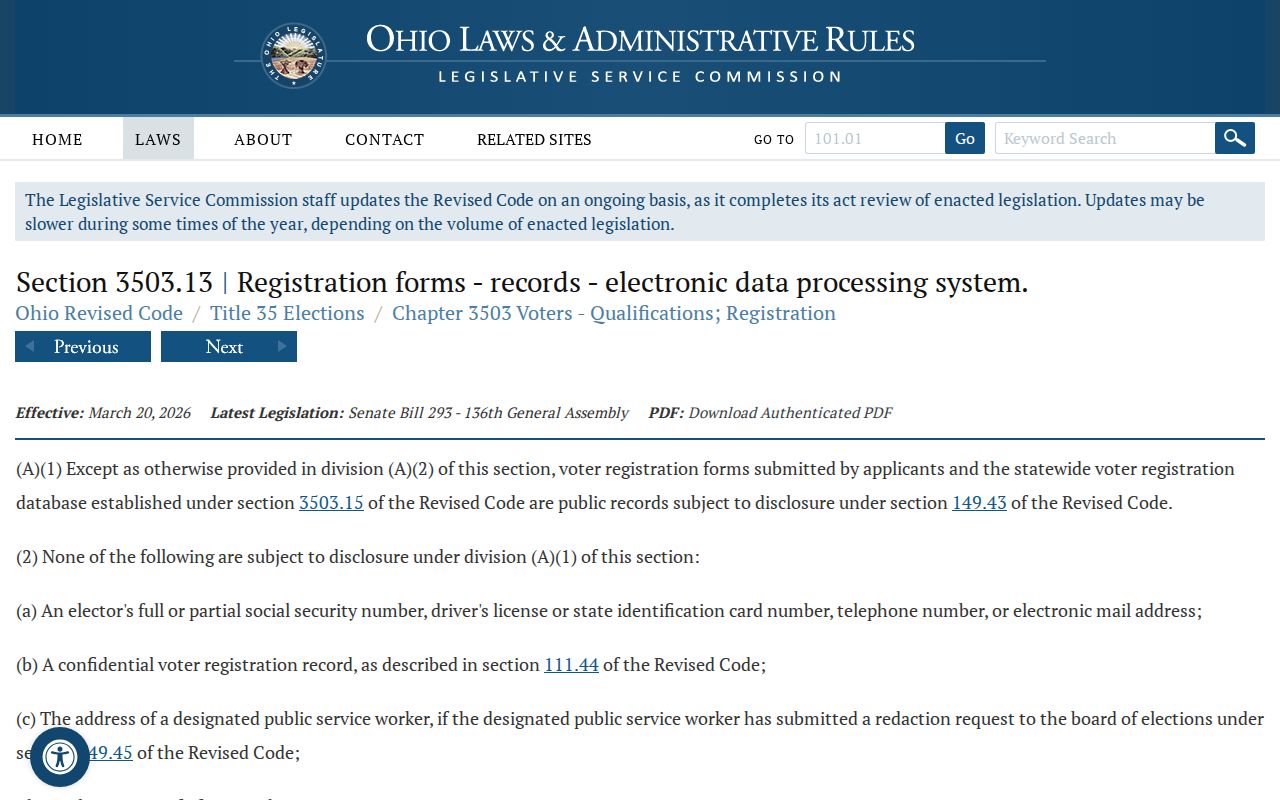 Piqua neighbors image of Ohio voter record privacy rules