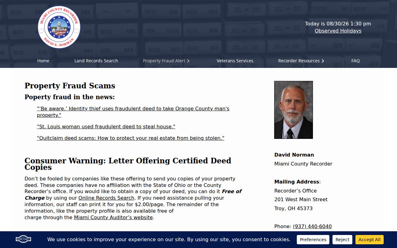 Piqua previous residents image of Miami County property-record scam alerts