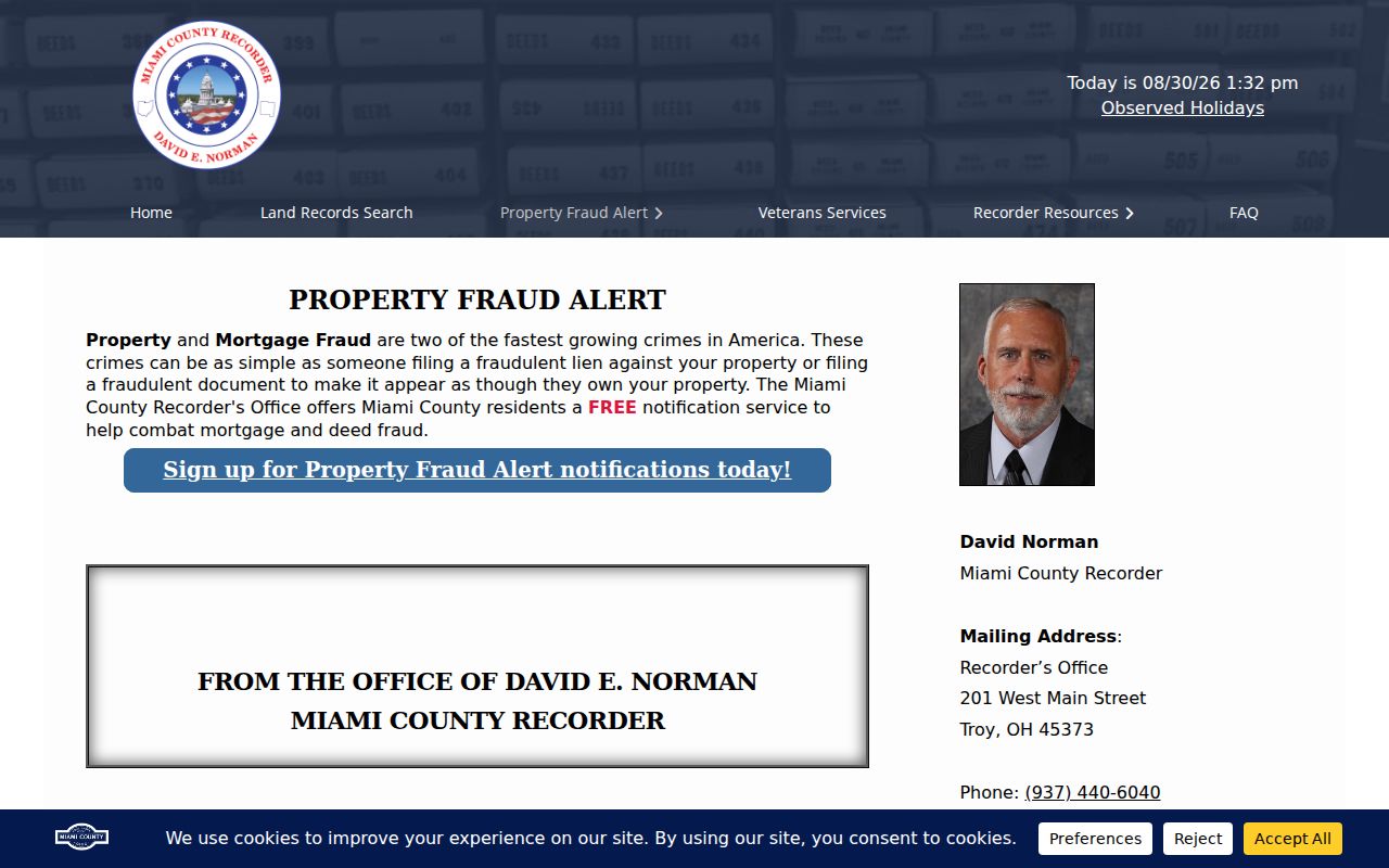 Piqua previous residents image of the Miami County Property Fraud Alert page
