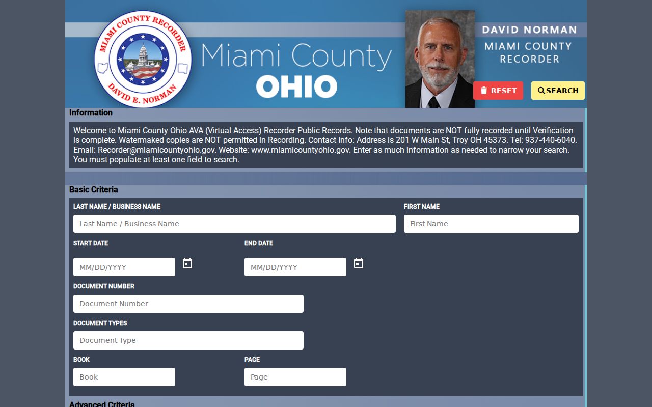Piqua street directory Miami County Recorder Basic Records Search