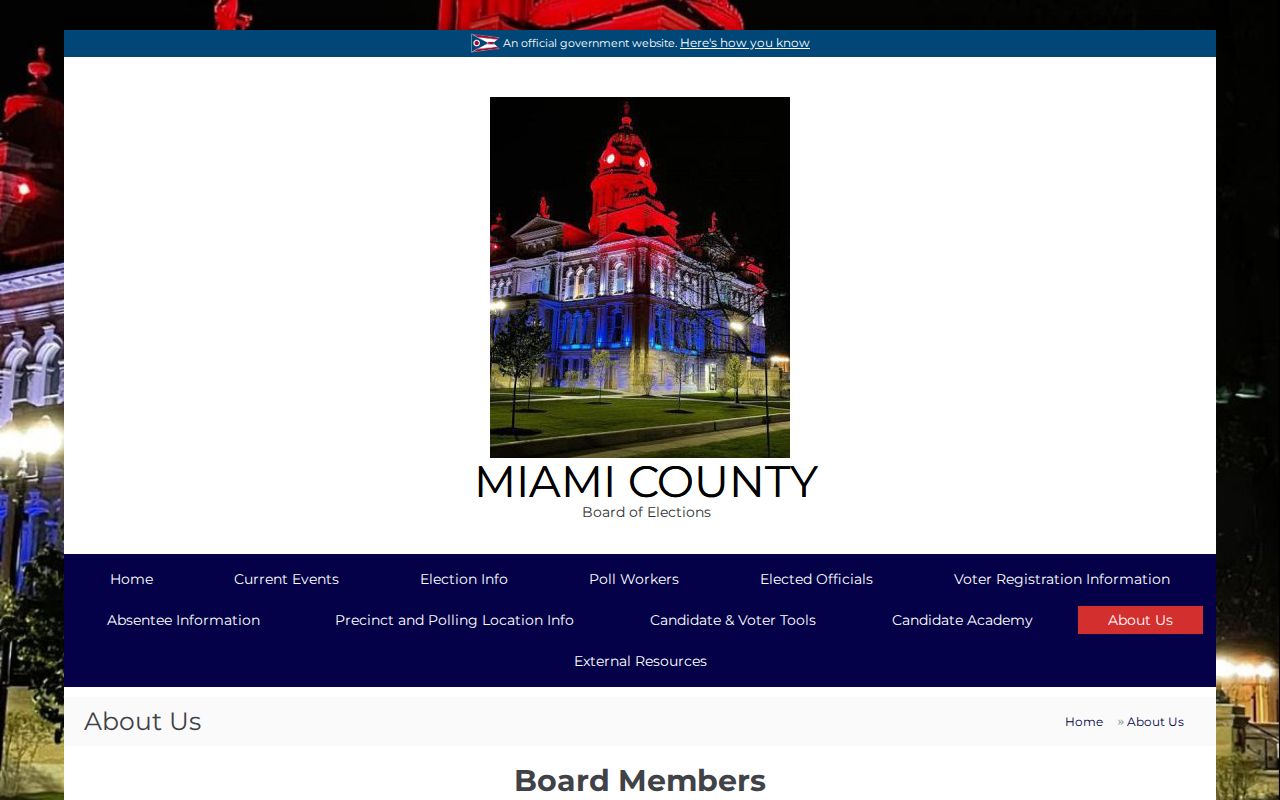 Piqua ZIP code directory image of the Miami County Board of Elections page
